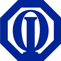 Deep blue logo, an octagon surrounding the letters O, I, representing Optimist International